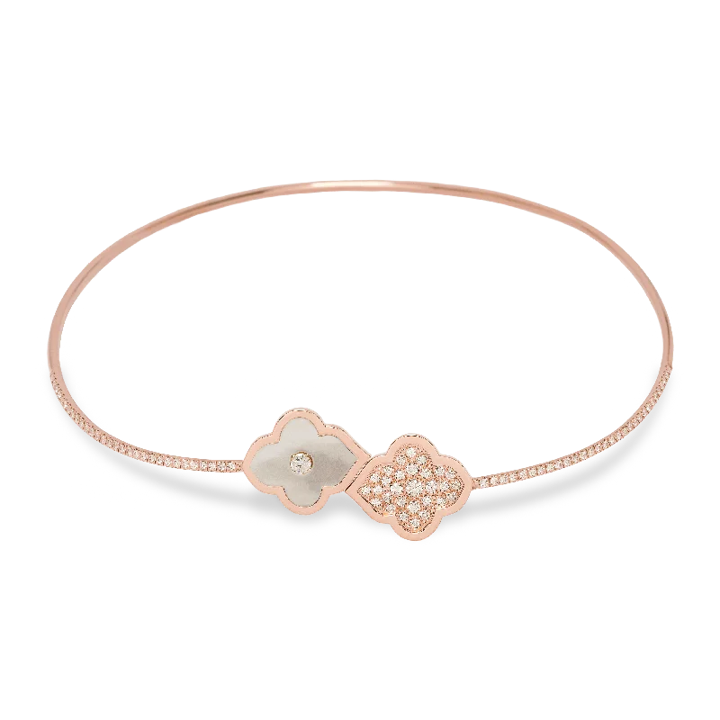 LUCE COLOUR - NECKLACE FLEX SEMI PAVE ROSE GOLD PAVE MOTHER OF PEARL & 1 DIAMOND