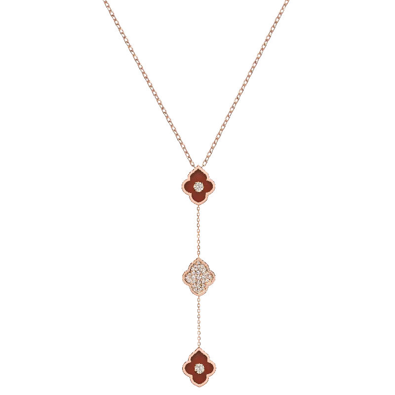 LUCE COLOUR - NECKLACE ROSE GOLD PAVE CORNELIAN & 2 DIAMONDS S