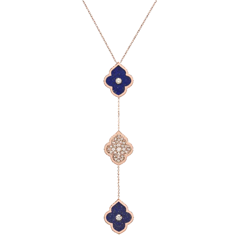 LUCE COLOUR - NECKLACE ROSE GOLD PAVE LAPIS LAZULI & 2 DIAMONDS M