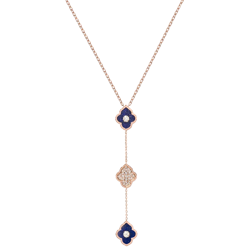 LUCE COLOUR - NECKLACE ROSE GOLD PAVE LAPIS LAZULI & 2 DIAMONDS S