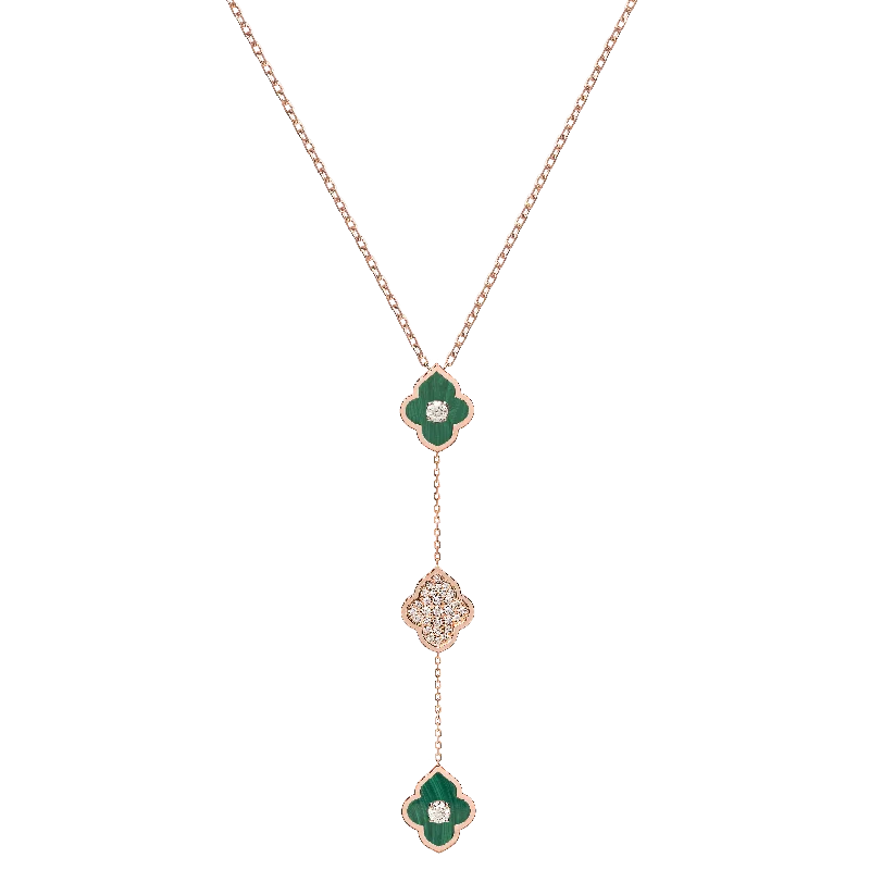 LUCE COLOUR - NECKLACE ROSE GOLD PAVE MALACHITE & 2 DIAMONDS S