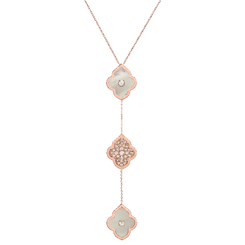 LUCE COLOUR - NECKLACE ROSE GOLD PAVE MOTHER OF PEARL & 2 DIAMONDS M