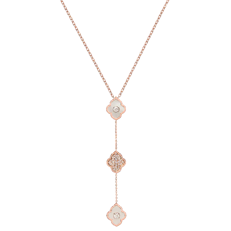 LUCE COLOUR - NECKLACE ROSE GOLD PAVE MOTHER OF PEARL & 2 DIAMONDS S