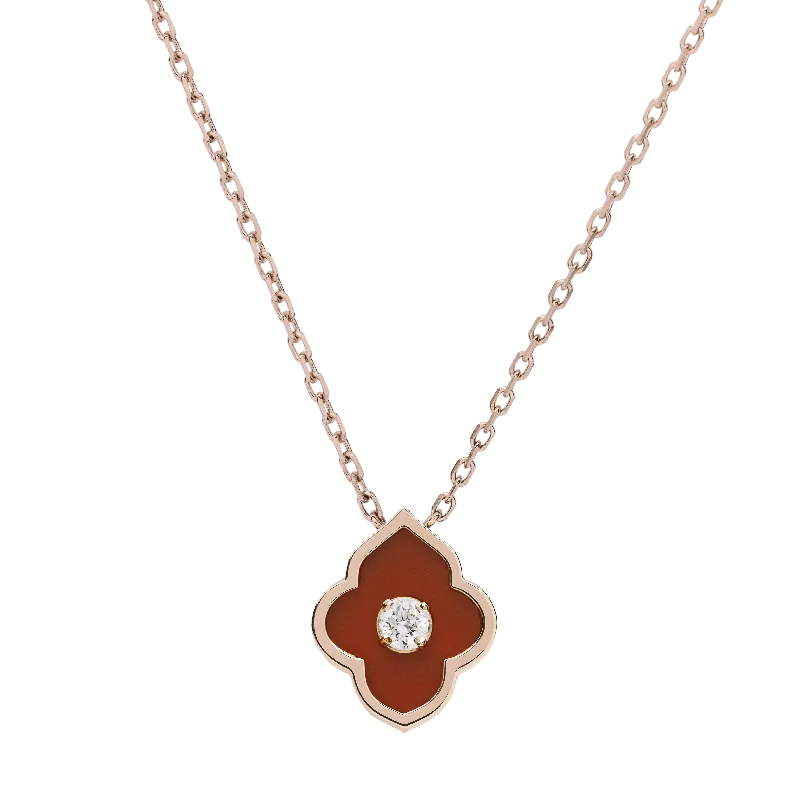 LUCE COLOUR - PENDANT ROSE GOLD CORNELIAN & 1 DIAMOND S