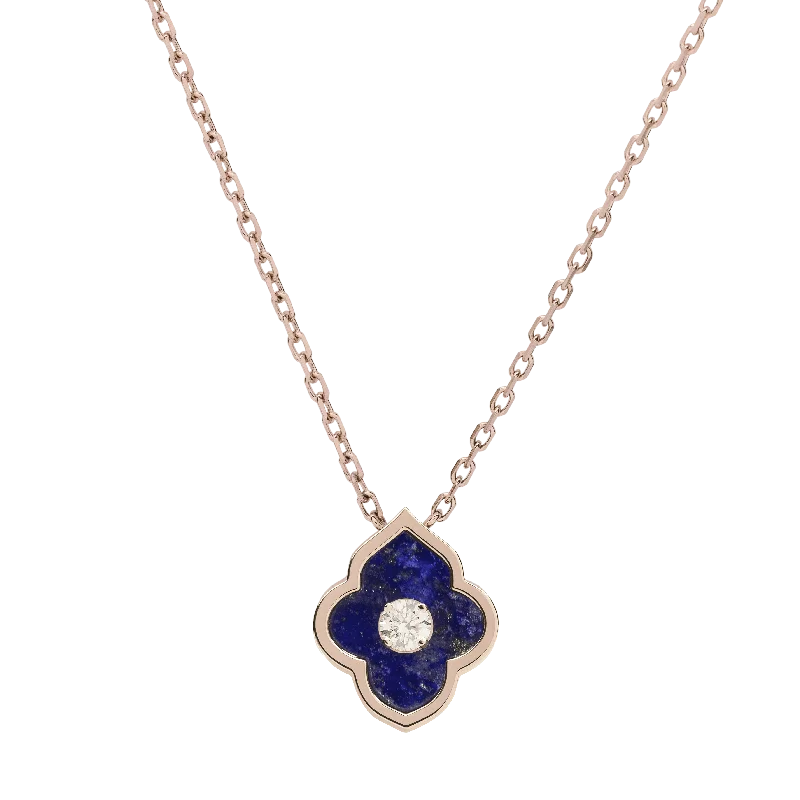 LUCE COLOUR - PENDANT ROSE GOLD LAPIS LAZULI & 1 DIAMOND S