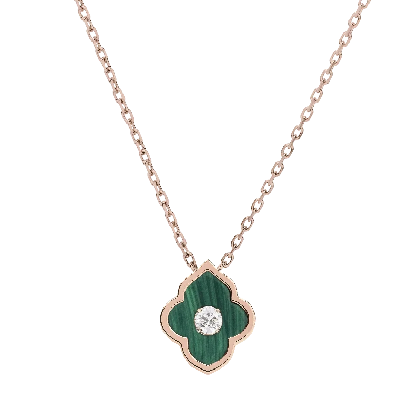 LUCE COLOUR - PENDANT ROSE GOLD MALACHITE & 1 DIAMOND S