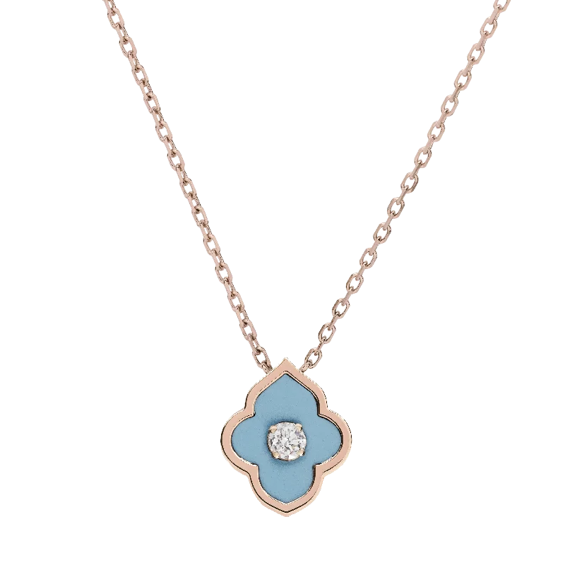 LUCE COLOUR - PENDANT ROSE GOLD TURQUOISE & 1 DIAMOND S