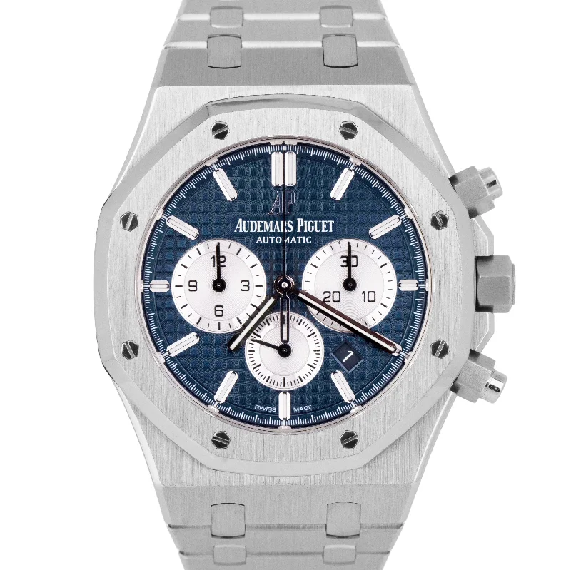 MINT Audemars Piguet Royal Oak Papers Chronograph BLUE 41mm Steel 26331ST B+P