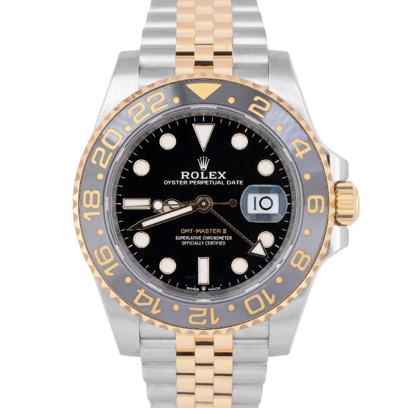 MINT PAPERS Rolex GMT-Master II Two-Tone 18K Gold Ceramic 40mm 126713 GRNR BOX