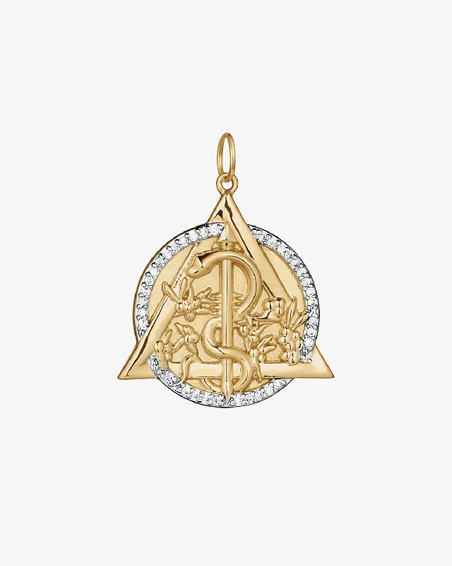 Modern Dental Insignia Pavé Medallion Charm