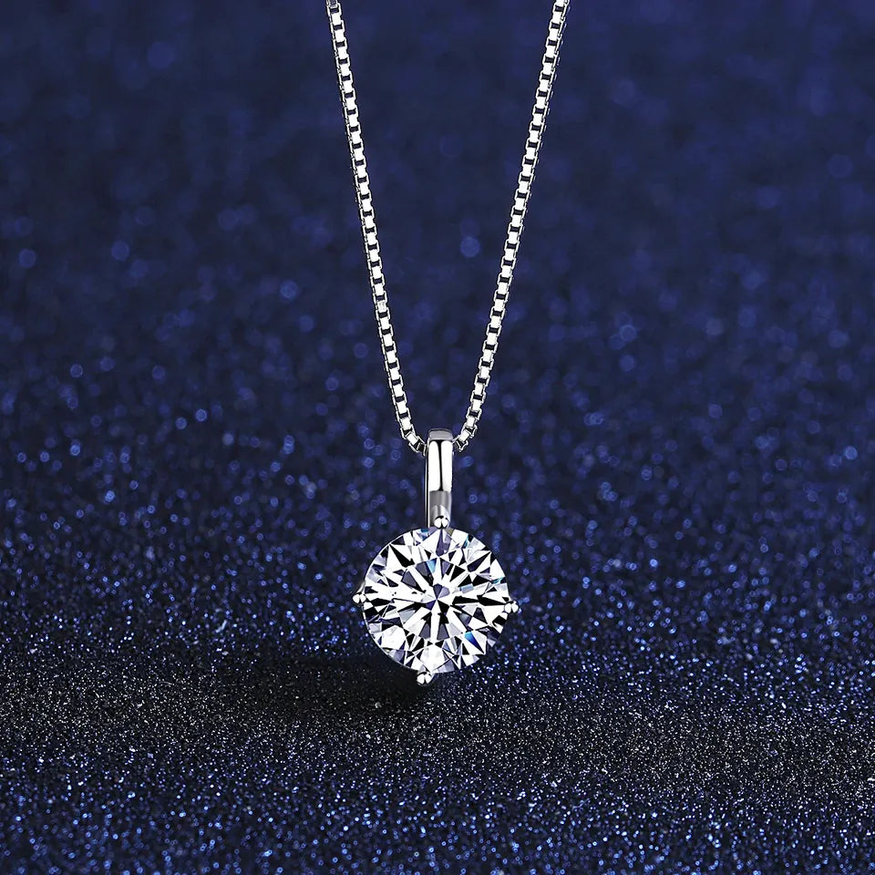 Moissanite Gemstone Fashion Necklace 925 Sterling Silver Moissanite Diamond CZ Stone Necklace