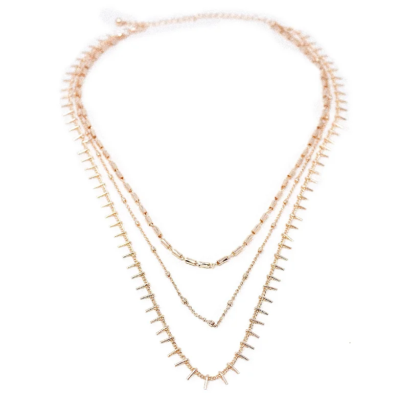 Multi Chain Layered Necklace Rose Gold Tone