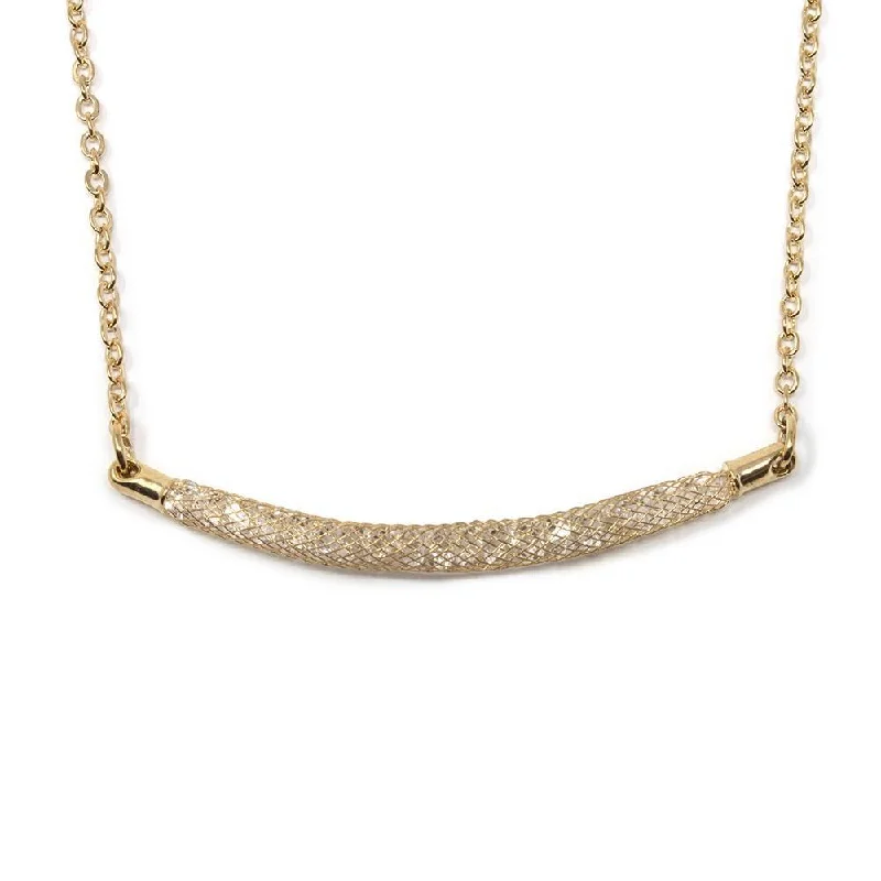 Necklace Crystals Mesh Station Gold Tone