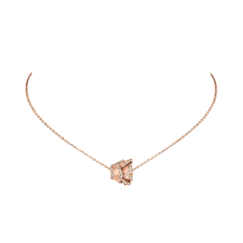 Rose of Hope - Satin Rose Gold and Diamond Pendant