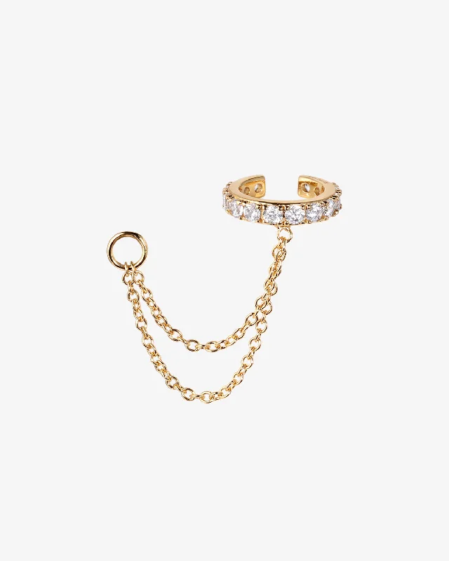 Single Pavé Ear Cuff Connector Chain