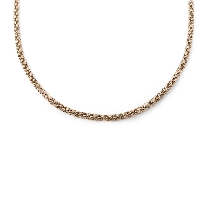 Stainless Steel Rose Gold Plated Popcorn Chain Necklace 16 Inch