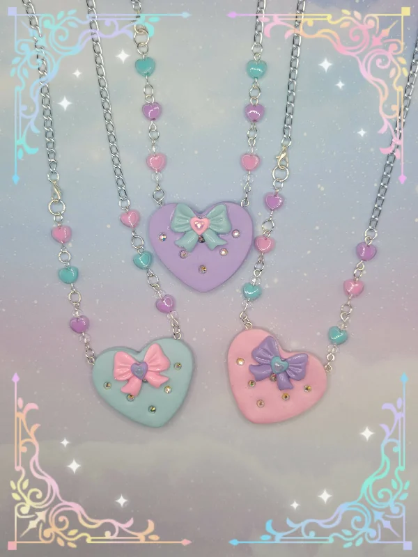 Sweet Bow Heart Necklace