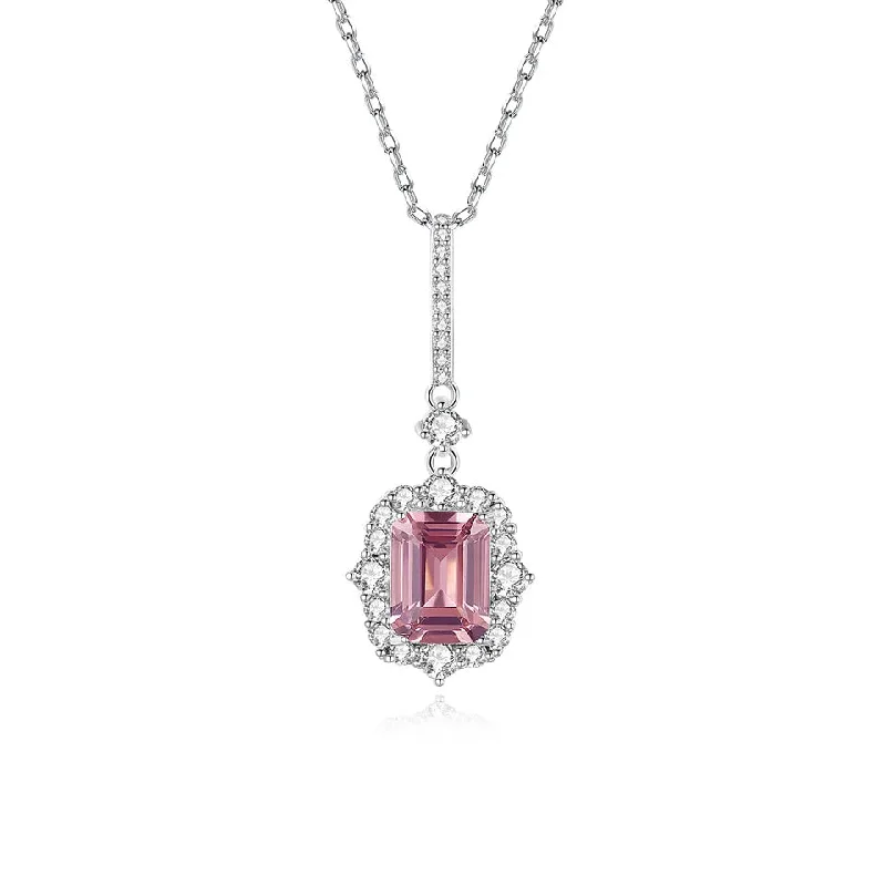 Synthetic Gemstone Designer Genuine Luxury, Lady Charm Pendant Crystal 925 Sterling Silver Necklace