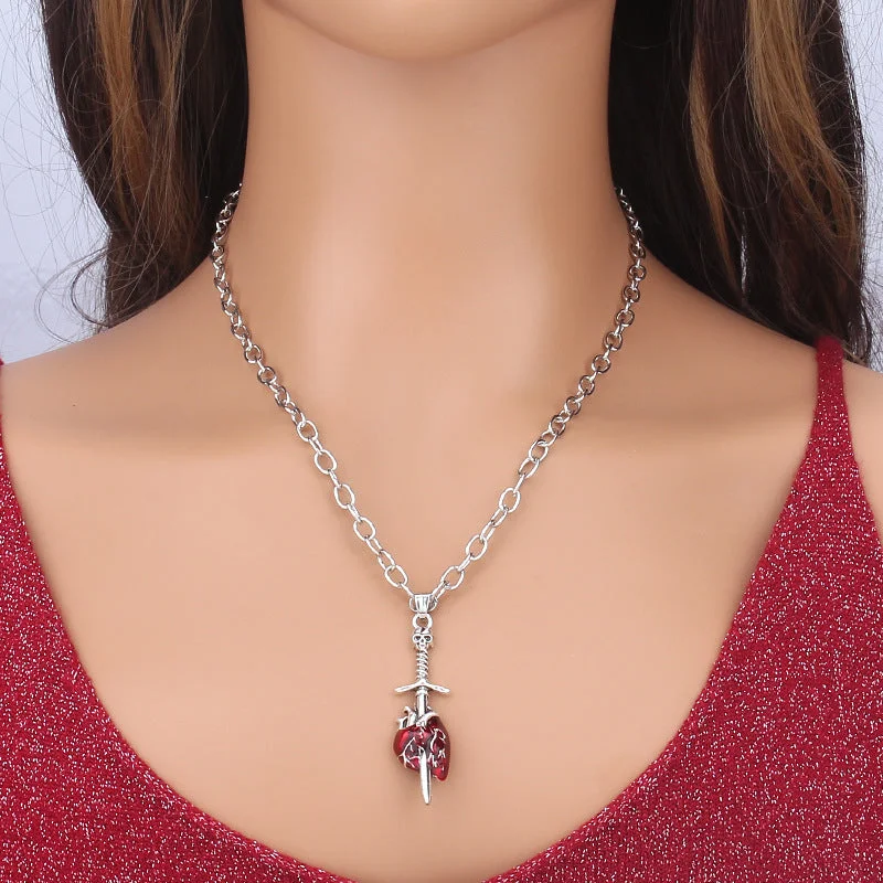 Wholesale Gothic Inverted Cross Pendant Alloy Necklace