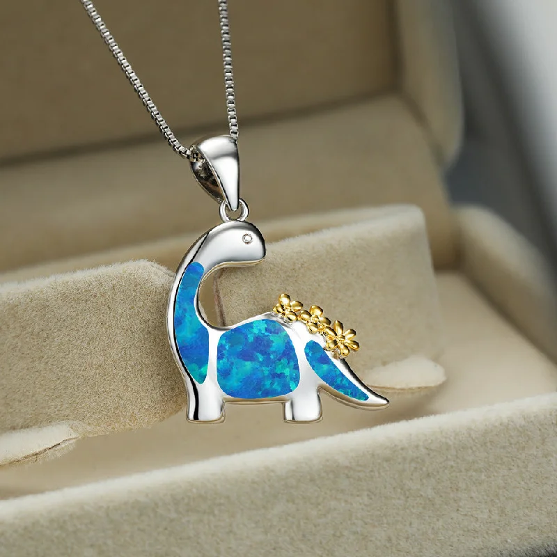 Wholesale Opal Dinosaur Alloy Necklaces