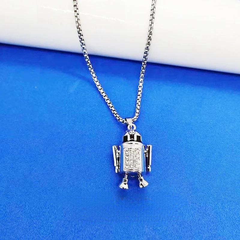 Wholesale Stainless Steel Movable Robot Pendant Creative Necklace