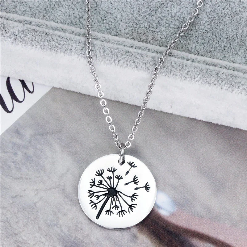 Wholesale Titanium Steel Mother Daughter Necklace Set Dandelion Necklace