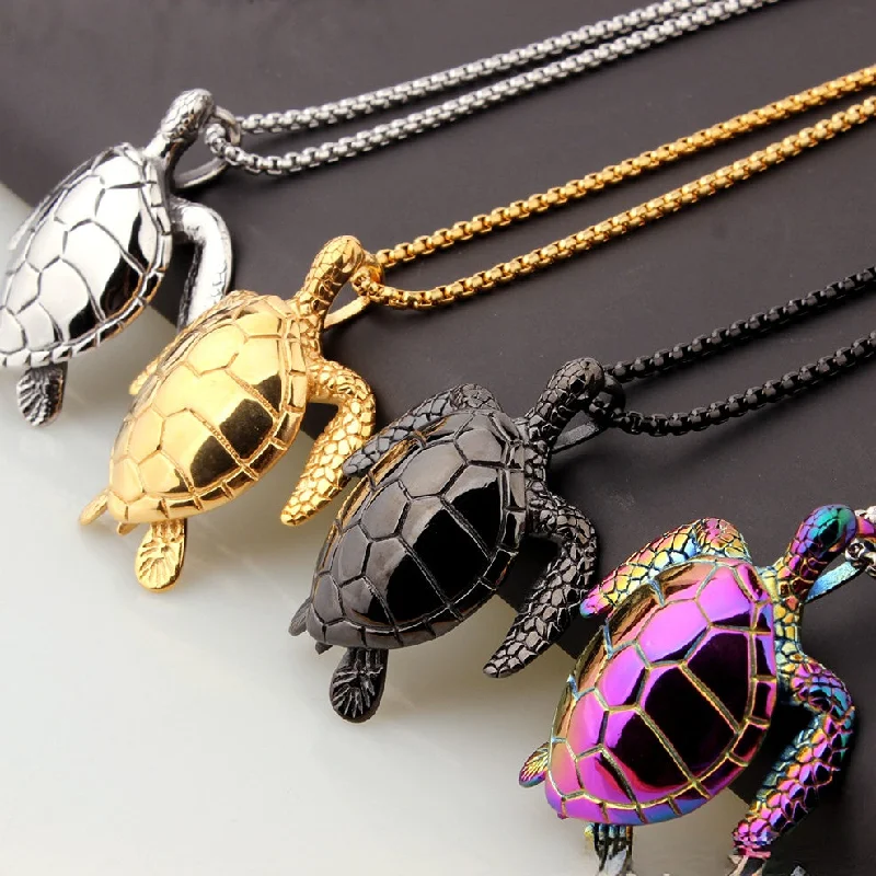 Wholesale Titanium Steel Turtle Pendant Necklaces