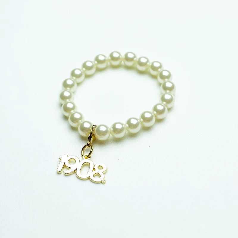 AKA Pearl Bracelet with 1908 Charm