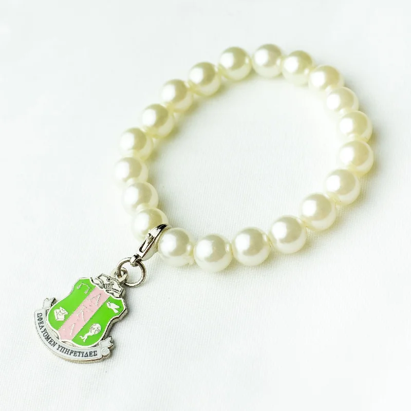 AKA Pearl Bracelet with Shield Charm