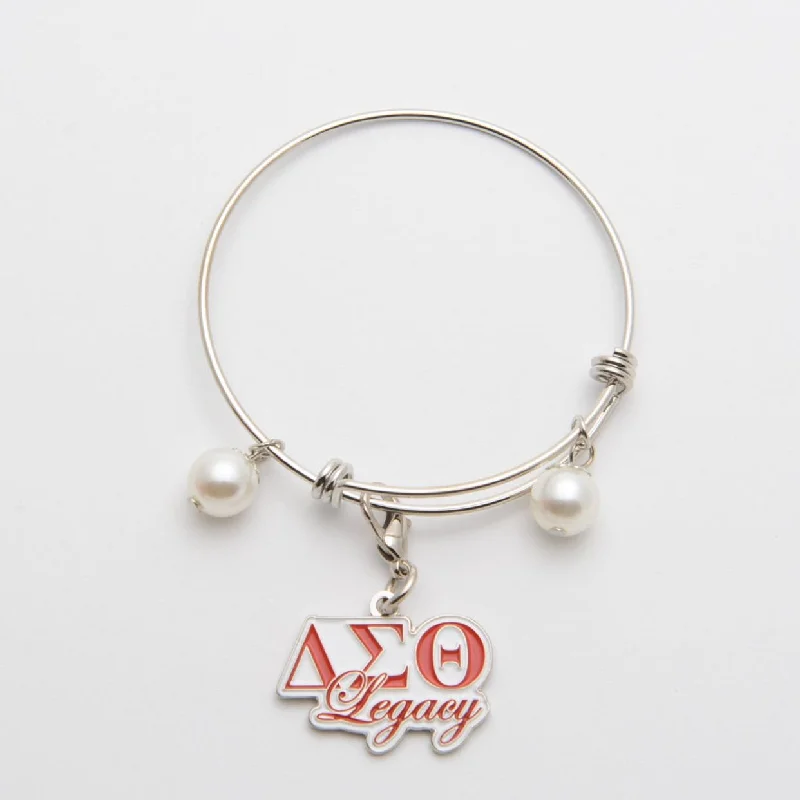 ΔΣΘ Silver Wire Bracelet with Legacy Charm