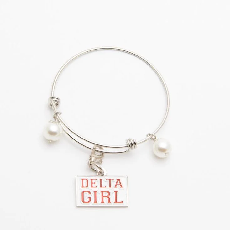 Silver Wire Bracelet with ΔΣΘ Girl Charm