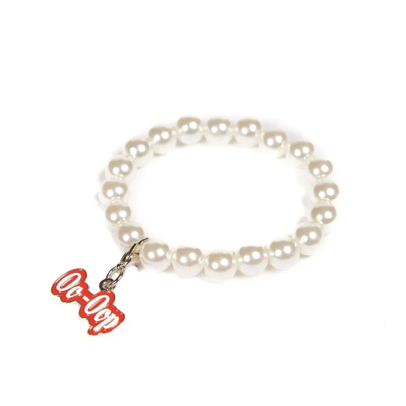 ΔΣΘ White Pearl Bracelet with Oo-oop Charm