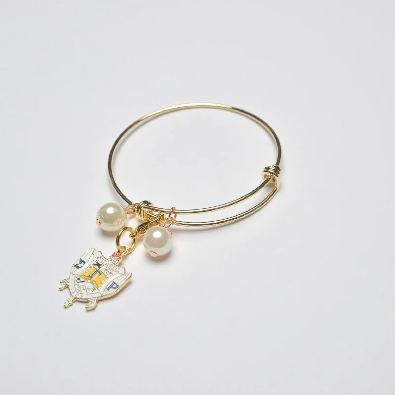 Gold Wire Bracelet with ΣΓΡ Shield Charm