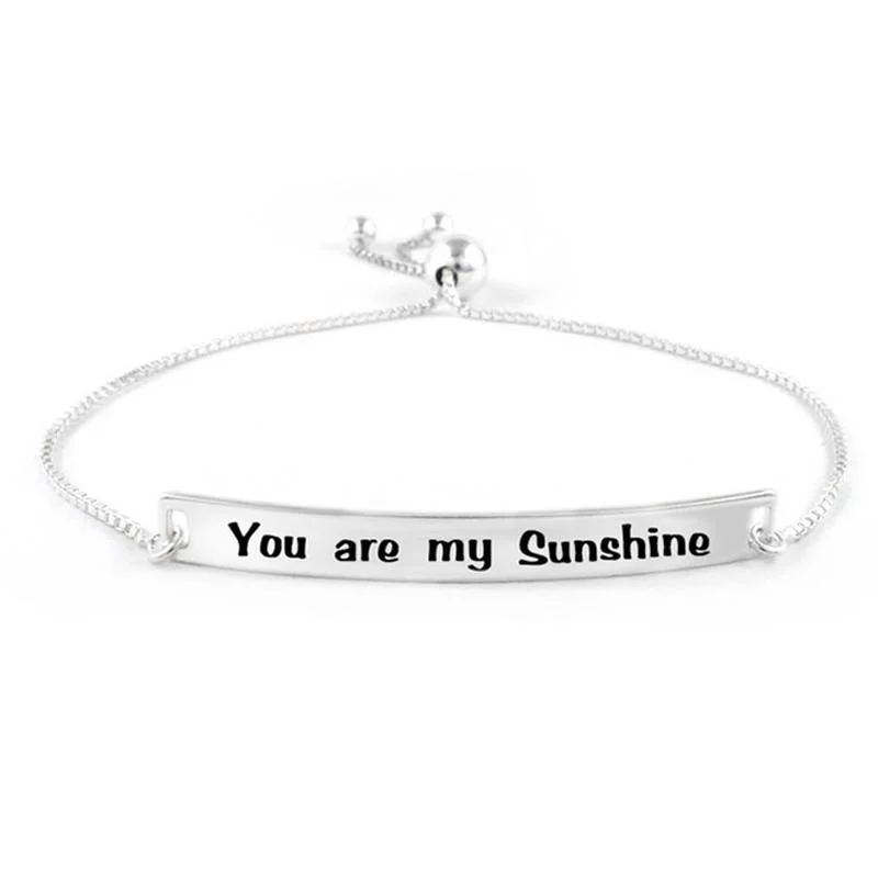 Italian Sterling Silver Adjustable "You Are My Sunshine" Bracelet