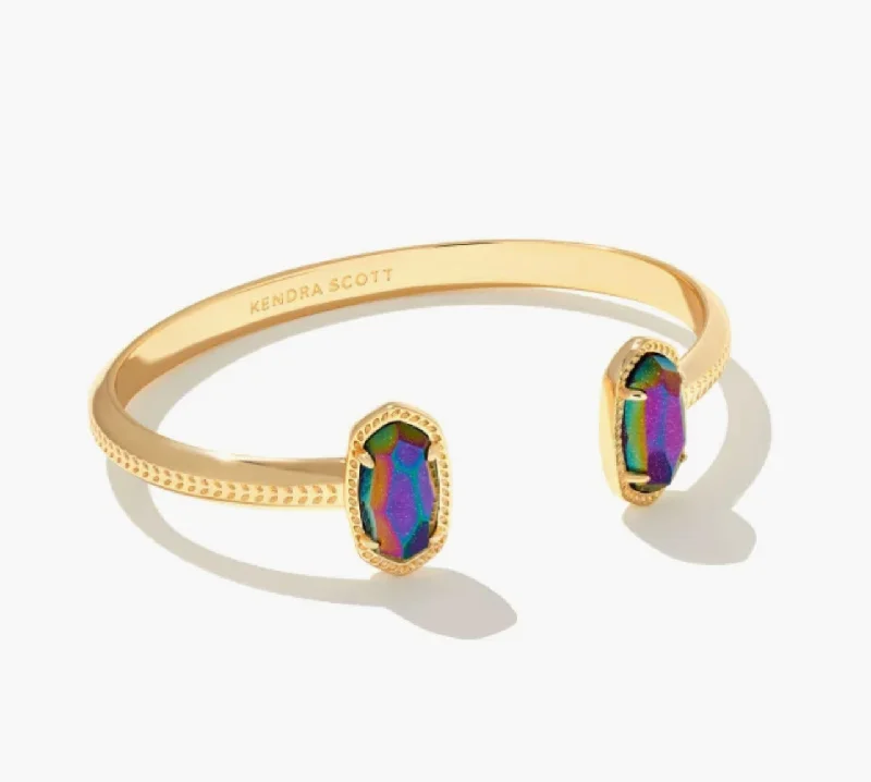 Kendra Scott-Elton Gold Cuff Bracelet in Iridescent Blue Goldstone 9608803135