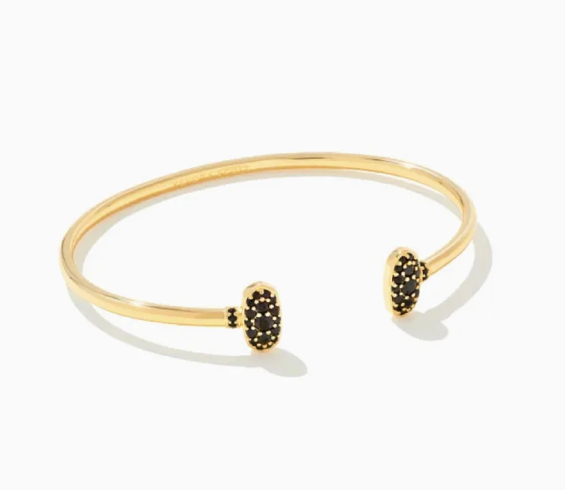 Kendra Scott-Grayson Gold Crystal Cuff Bracelet in Black Spinel 9608803046