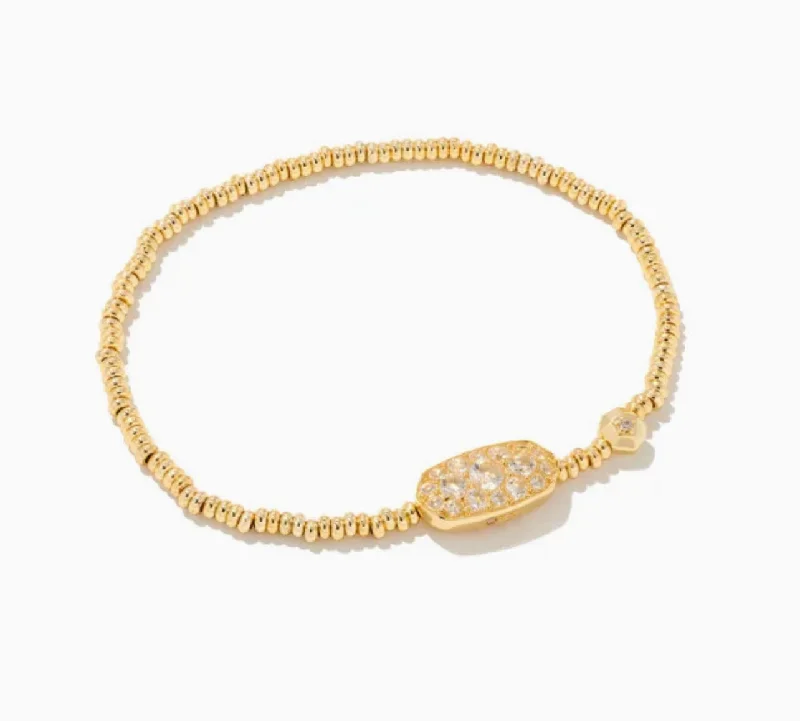 Kendra Scott-Grayson Gold Crystal Stretch Bracelet in White Crystal 9608802928