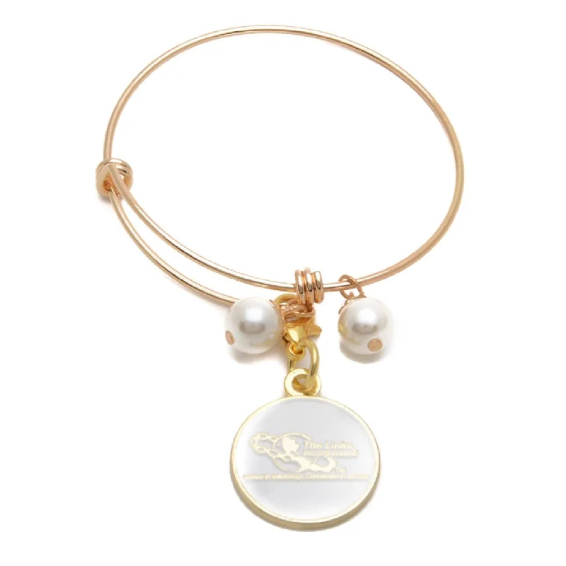 Links, Inc. Gold Wire Bracelet with Gold Logo Charm