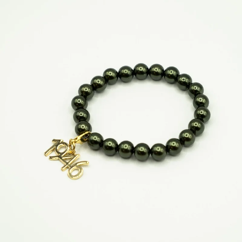 LINKS Green Pearl Bracelet with Gold 1946 Charm