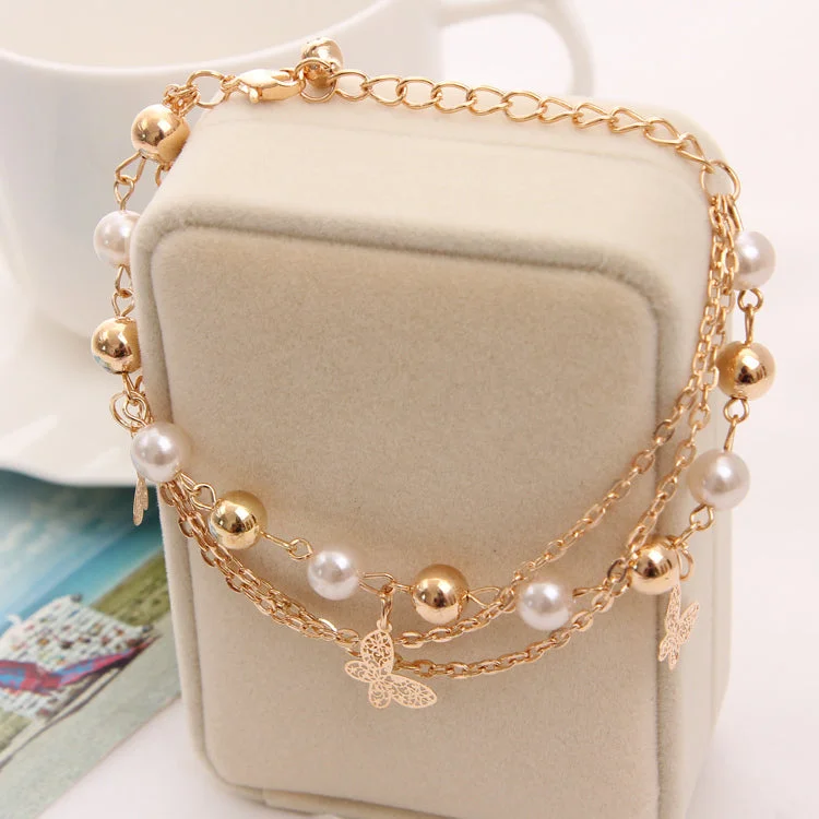 Multilayer Beaded Pendant Bracelets