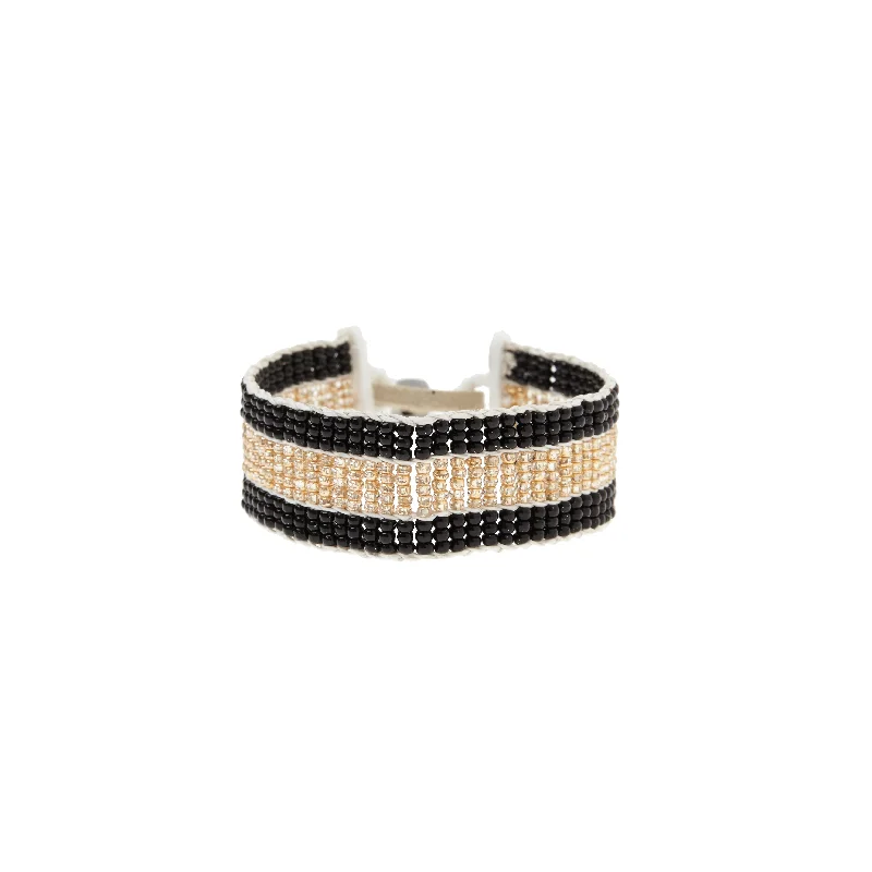 Narrow Stripe Warrior Bracelet - BLACK/GOLD