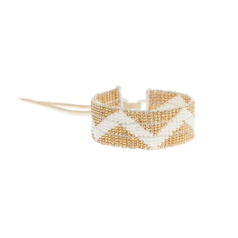 Narrow Zigzag Warrior Bracelet - GOLD/WHITE