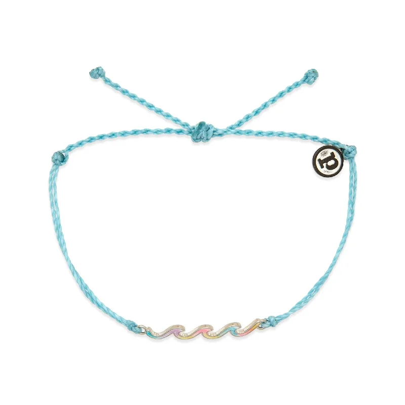 Pura Vida Tie Dye Waves Silver Charm Bracelet - Light Blue