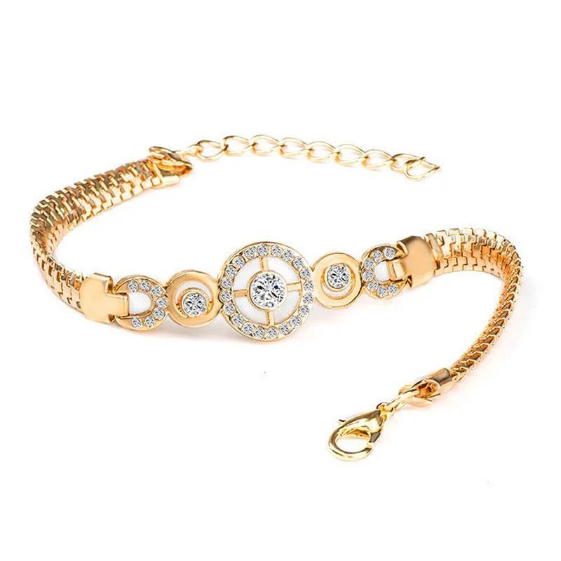 Round Crystal CZ Hand Chain Bracelets