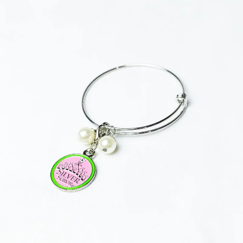 AKA Silver Wire Bracelet with Silver Soror Charm