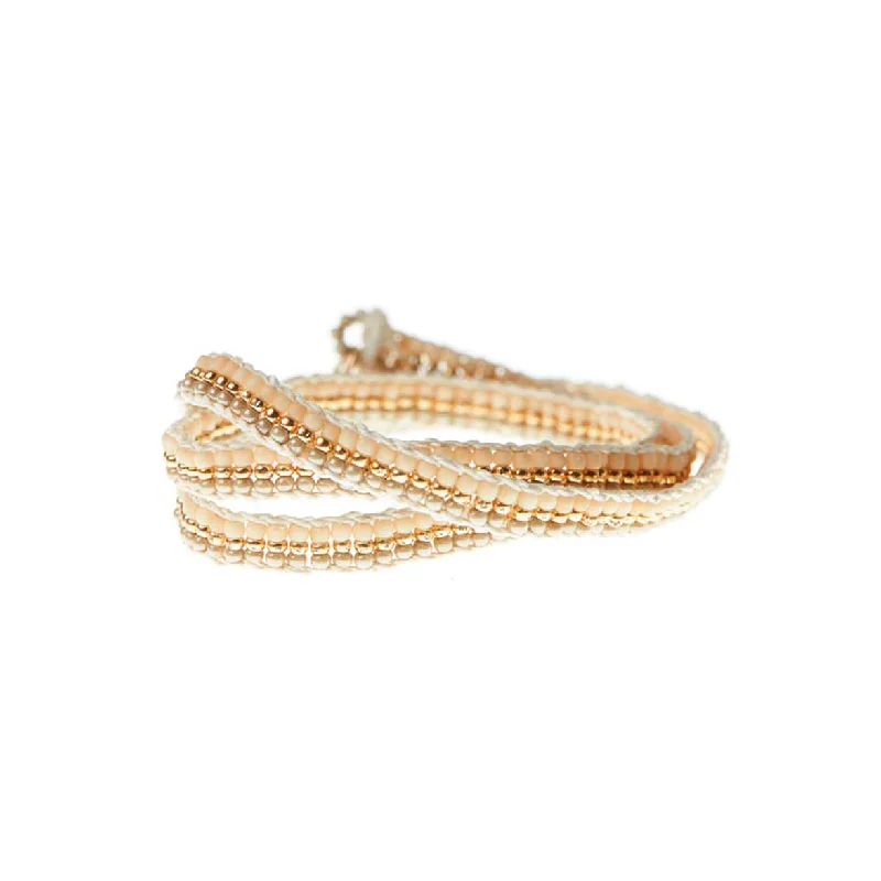 Stripe Warrior Wrap Bracelet - TAUPE/PINK/GOLD