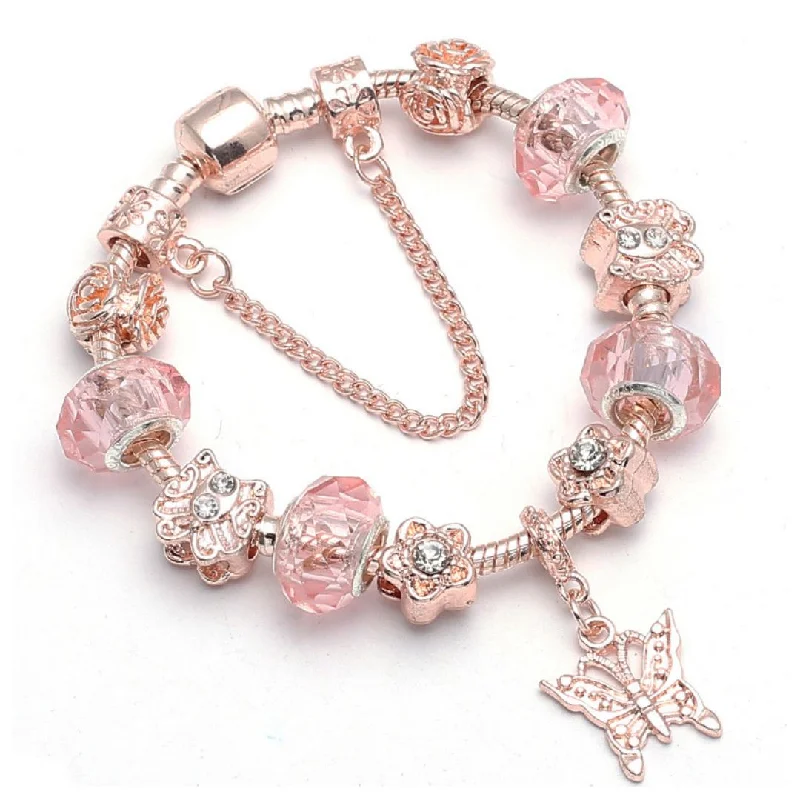 Swarovski Crystal Murano Butterfly Bracelet in 14K Rose Gold