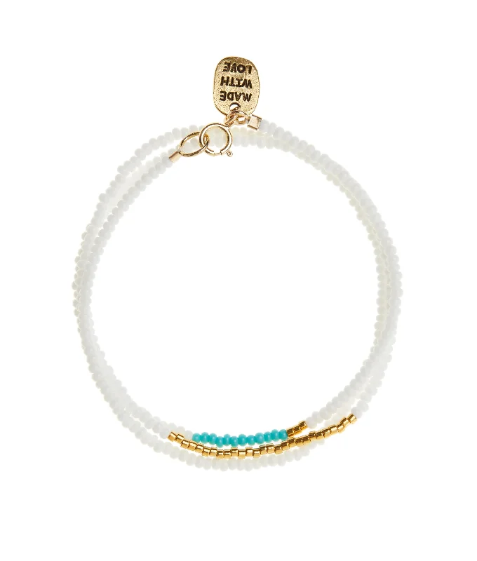 Triple Wrap Endito Bracelet - WHITE/TURQUOISE/GOLD