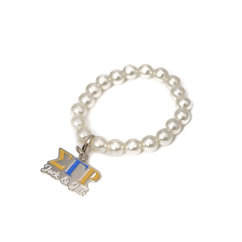 Pearl Bracelet with ΣΓΡ & Jack and Jill Charm