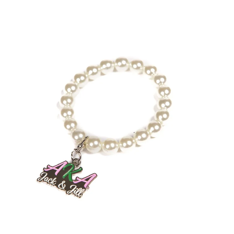 Pearl Bracelet with AKA & Jack and Jill Charm